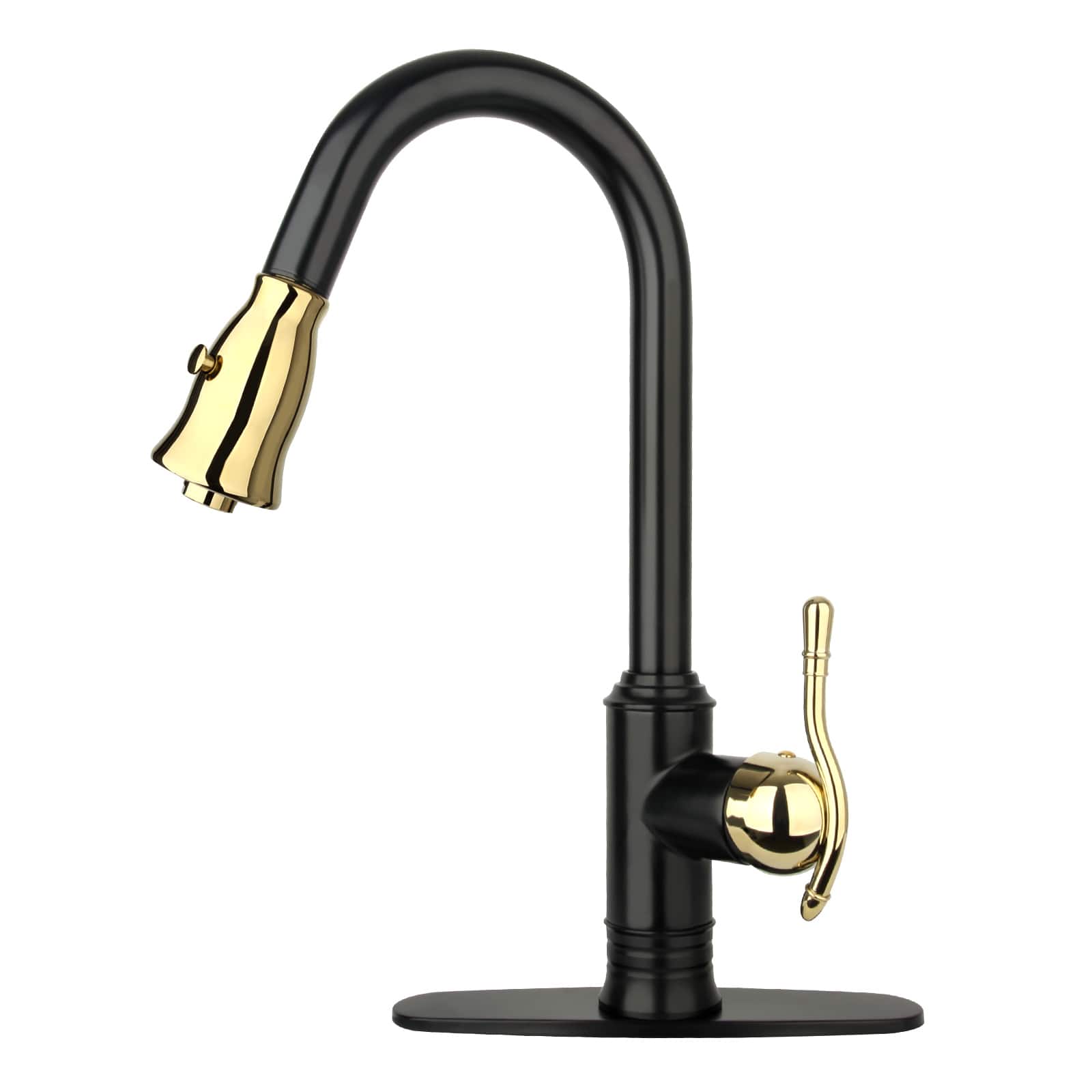 Solid Brass Single Handle Kitchen Faucet with Pull Down Sprayer