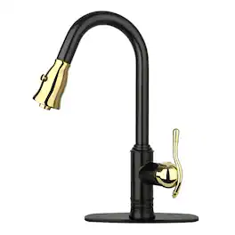Solid Brass Single Handle Kitchen Faucet with Pull Down Sprayer