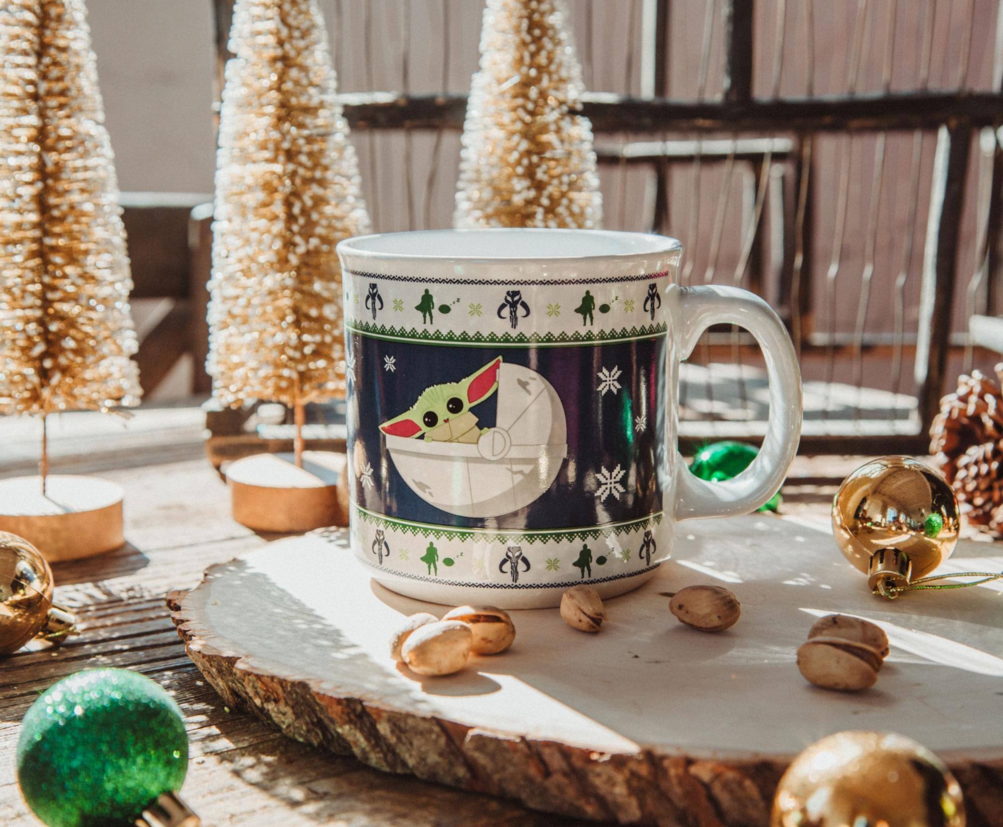 Alt View 10. Silver Buffalo - Star Wars: The Mandalorian Grogu Holiday Sweater Ceramic Camper Mug | 20 Ounces - Blue.
