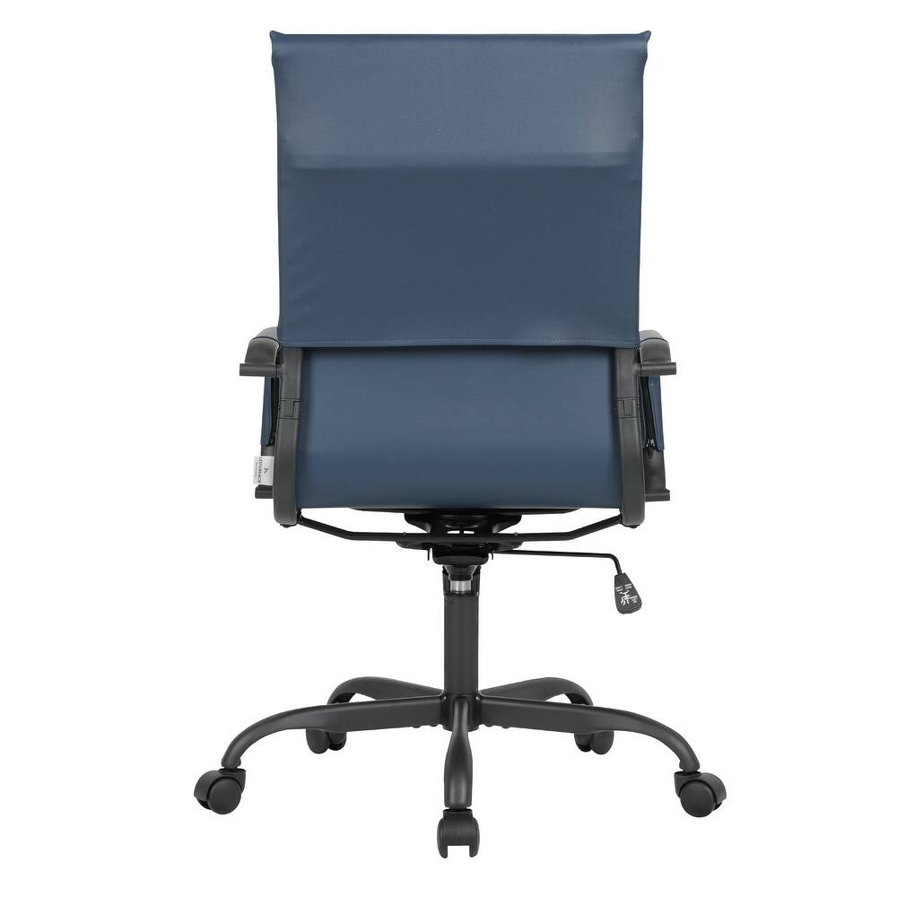 Alt View 6. LeisureMod - Harris Ergonomic High-Back Office Chair Leather Upholstery, Adjustable Swivel, Tilt, and Black Iron Frame - Navy Blue.