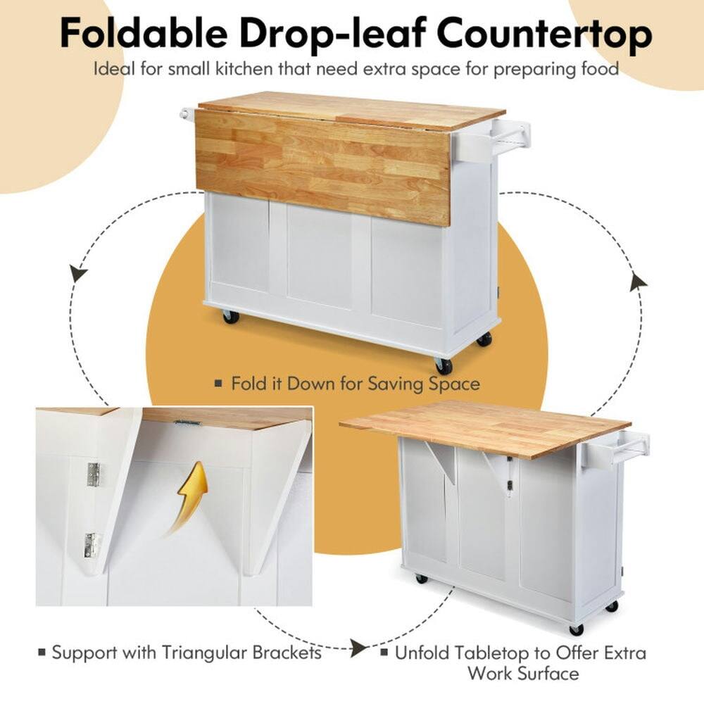 Foldable Drop-leaf Countertop  
Ideal for small kitchen that need extra space for preparing food  

- Fold it Down for Saving Space  
- Support with Triangular Brackets  
- Unfold Tabletop to Offer Extra Work Surface