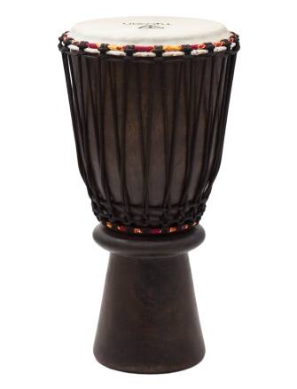 Front. Tycoon Percussion - 10" Bougarabou, Rope-Tuned, Handcrafted Mango Wood Shell, Goat Skin Head, Often Used to Back Up the Djembe.