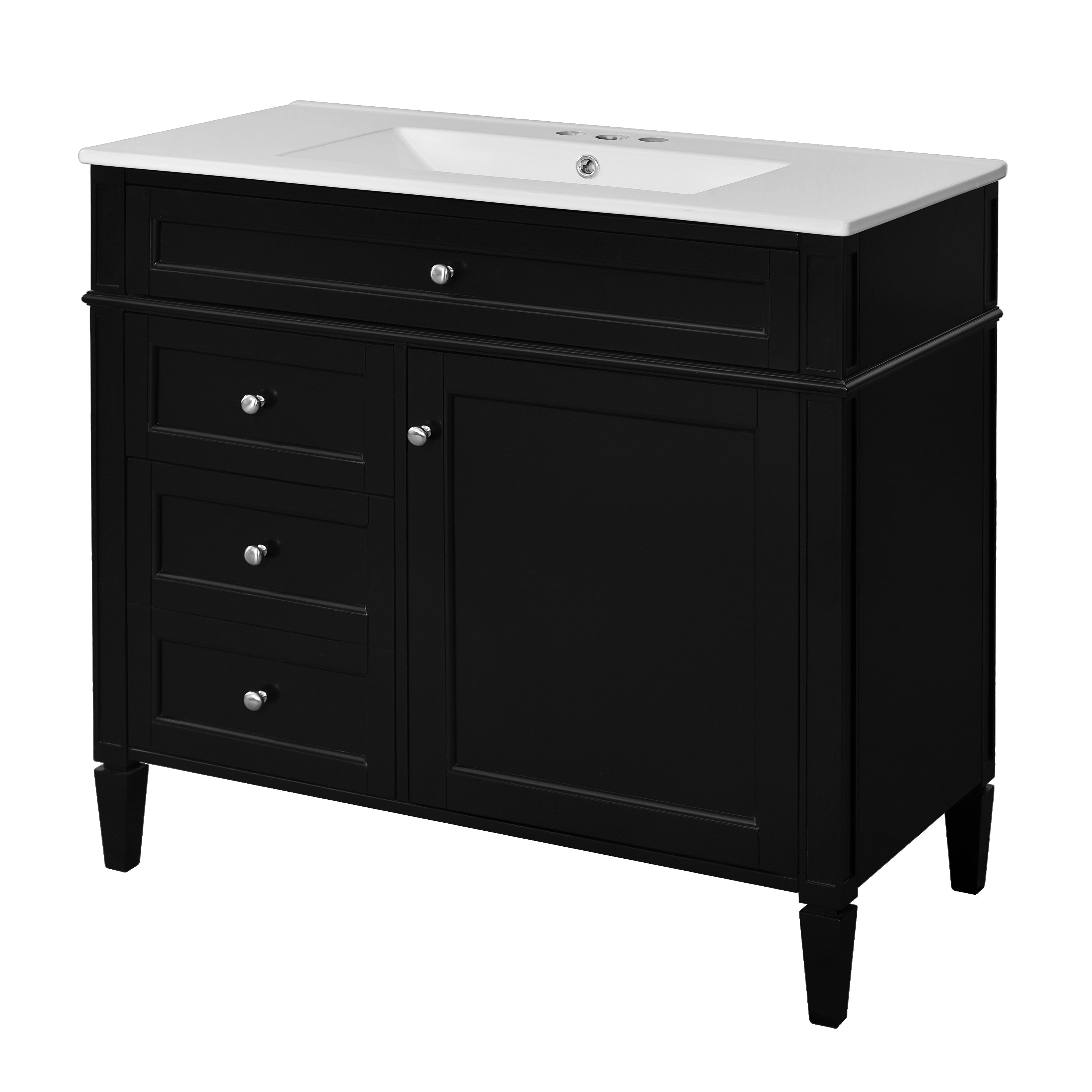 Alt View 10. Boyel Living - 36 Inch Modern Bathroom Vanity with Ceramic Sink Three Drawers Black - Black.