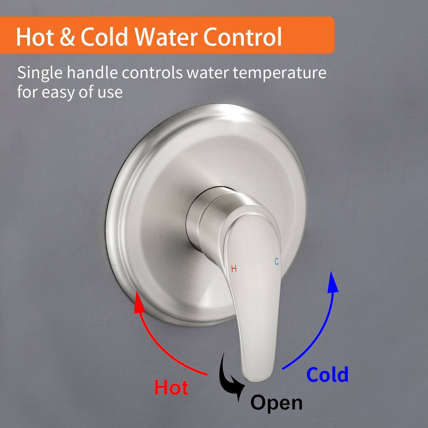 Hot & Cold Water Control

Single handle controls water temperature for easy of use

H C

Hot Cold Open