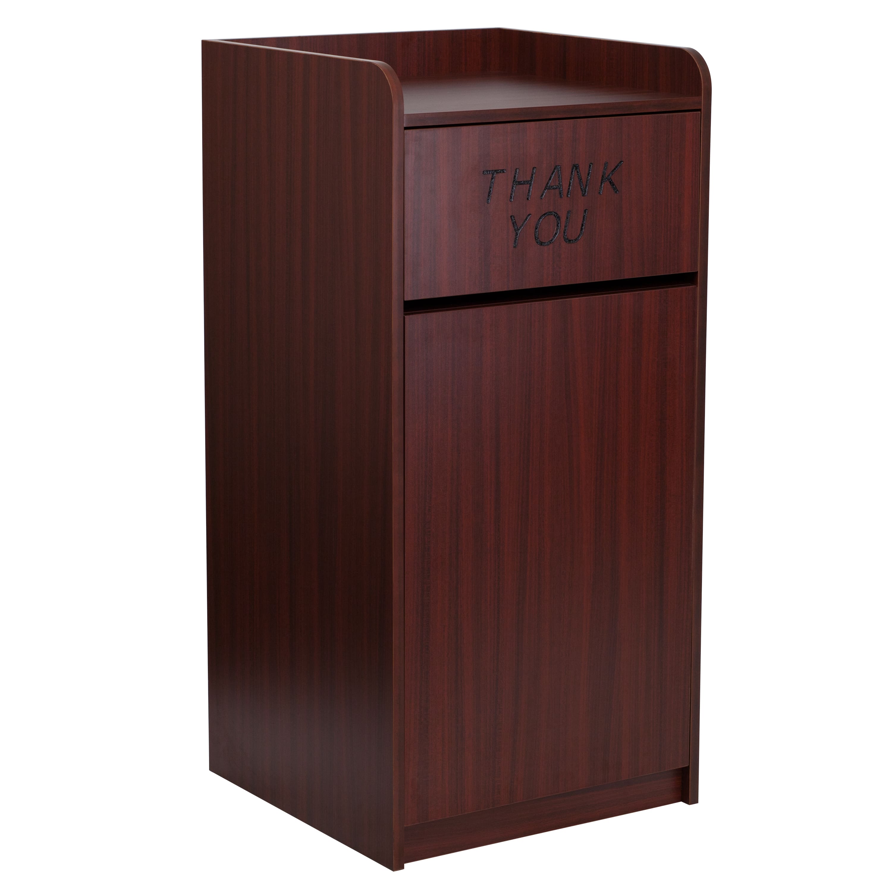 Emma + Oliver - Wood Tray Top "Thank You" Restaurant Food Court Receptacle - Mahogany