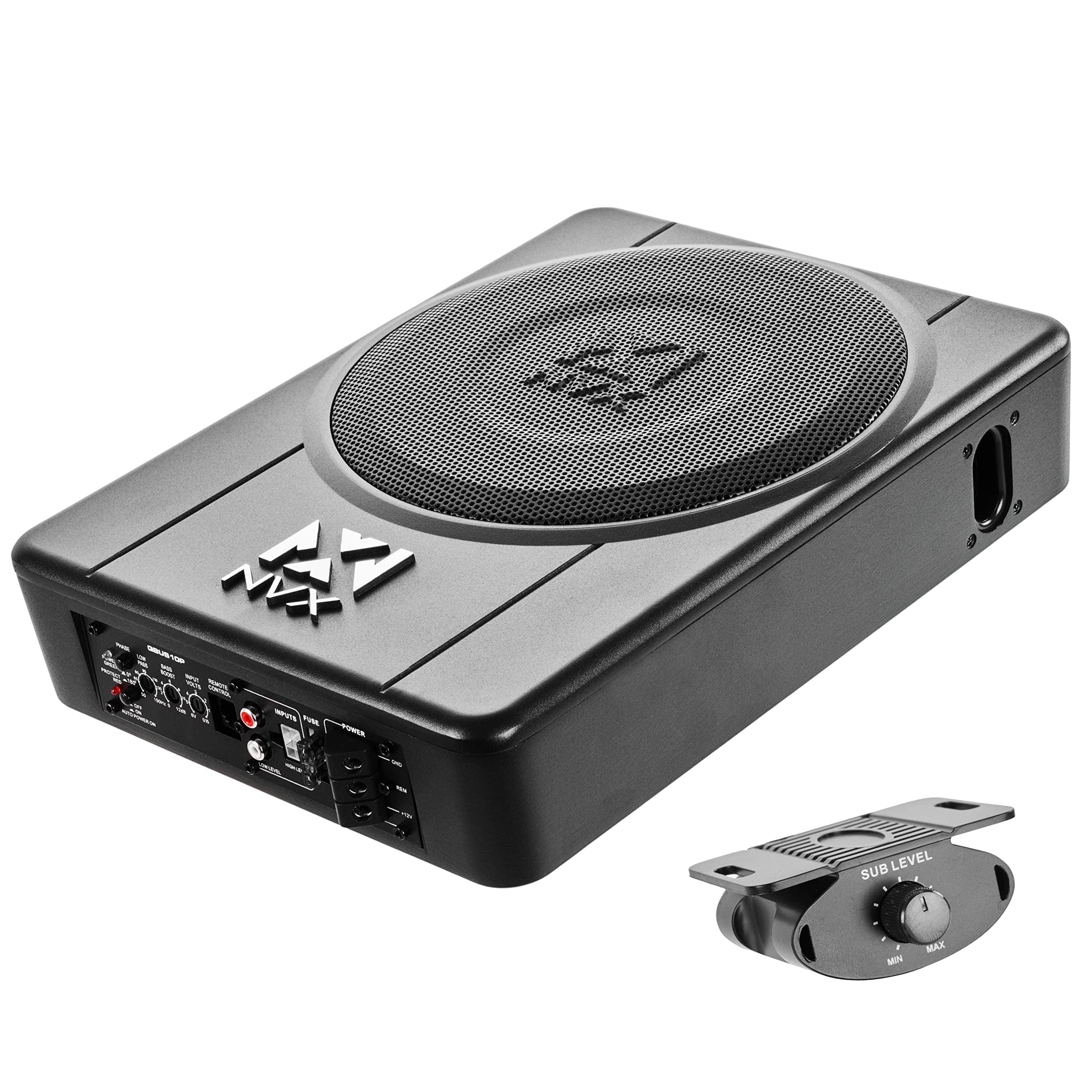 NVX - QBUS10P 200W RMS 10in Amplified and Loaded Under Seat Quick Bass Universal Subwoofer System with Ported Enclosure