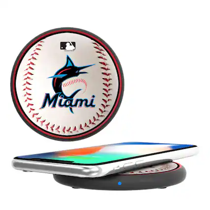 Front. Keyscaper - Miami Marlins Wireless Charging Pad - Multicolor.