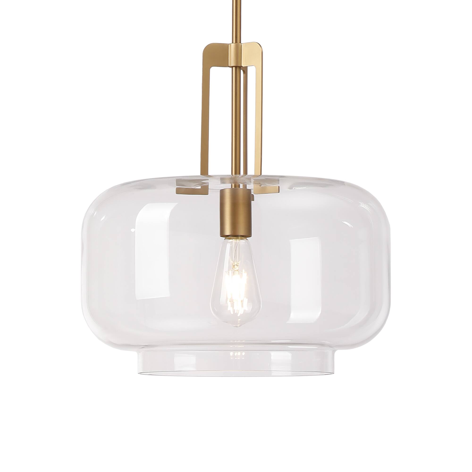 Alt View 8. Parrot Uncle - Modern Brass Round Clear Glass Shade Pendant Light.