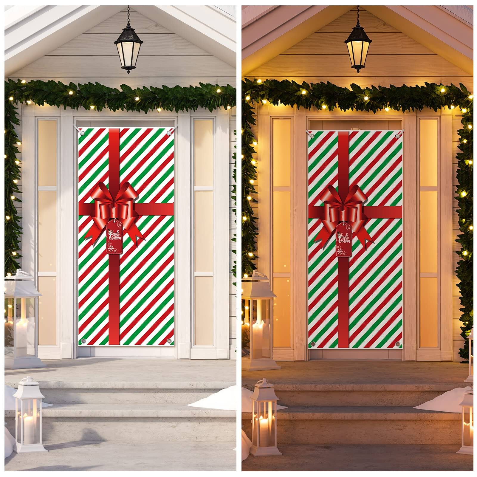 Alt View 5. Paradigms Interiors - Christmas Door Cover Hanging Gift Package Decoration For Front Bathroom Toilet Backdrop Holiday Xmas House ... - Green-1.
