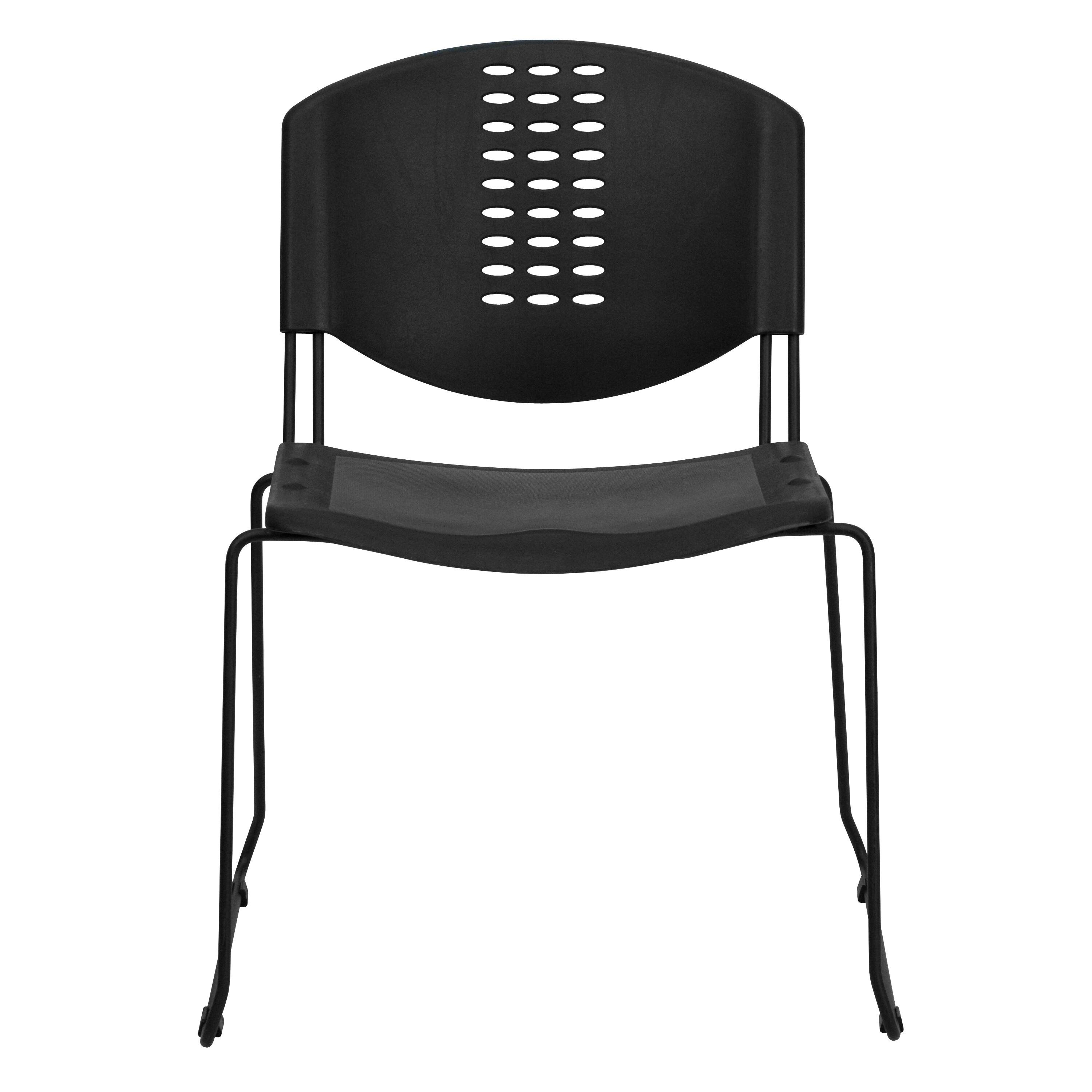 Alt View 7. Emma + Oliver - 400 lb. Capacity Plastic Stack Chair with Black Frame - Black.