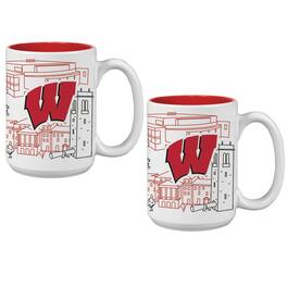 Indigo Falls - Wisconsin Badgers 15oz. Campus Line Art Coffee Mug Two-Pack - Multicolor