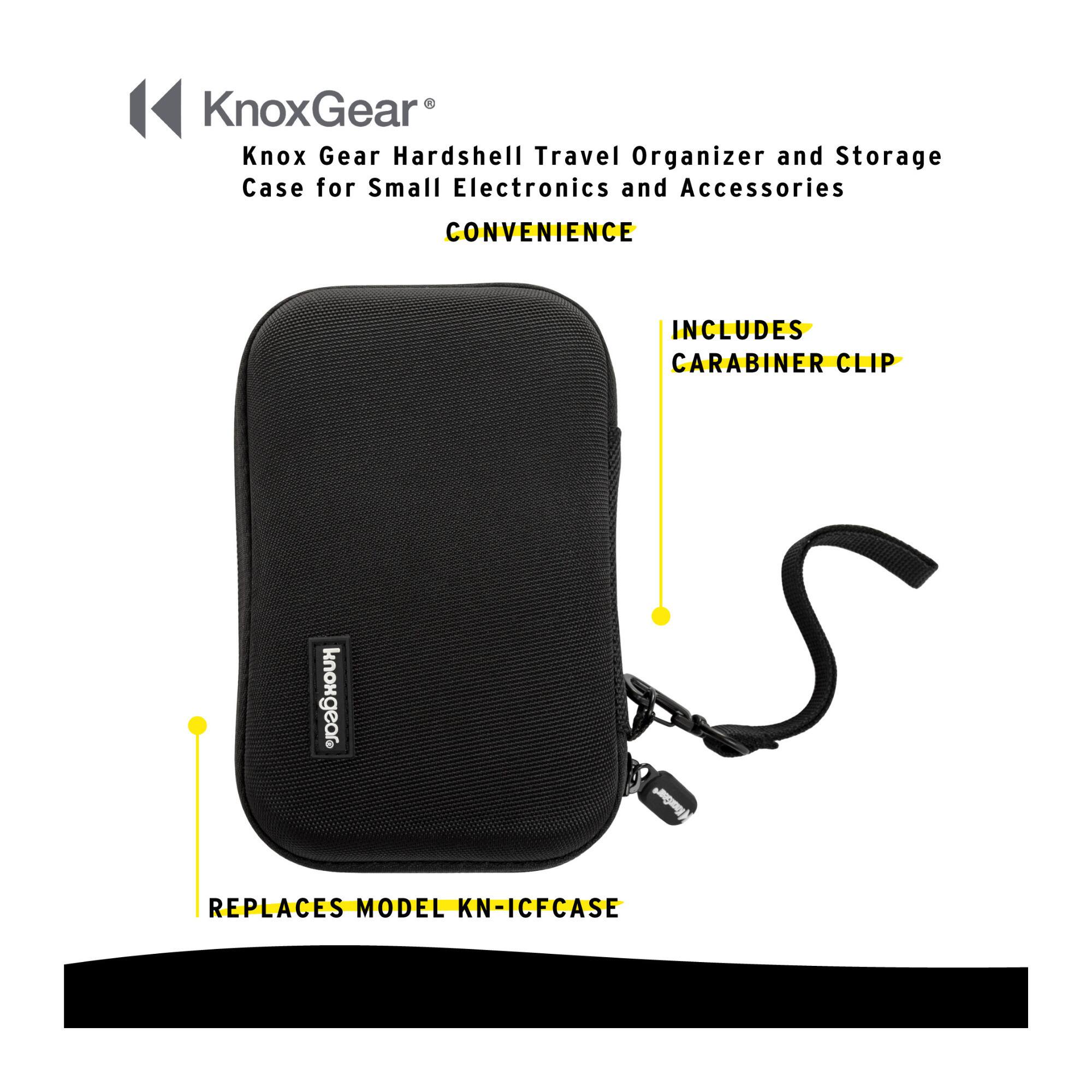 KnoxGear Hardshell Travel Organizer and Storage Case for Small Electronics and Accessories CONVENIENCE INCLUDES CARABINER CLIP knoxgear REPLACES MODEL KN-ICFCASE