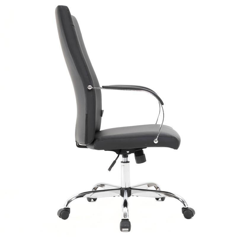 Alt View 2. LeisureMod - Sonora High-Back Leather Office Chair with Adjustable Height, Swivel, and Tilt, Desk, Conference Room, or Home Office - Black.
