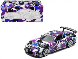 Mazda RX-7 (FD3S) RHD (Right Hand Drive) "BAPE (A Bathing Ape)" Purple Camouflage 1/64 Die Cast Model Car by Pop Race
