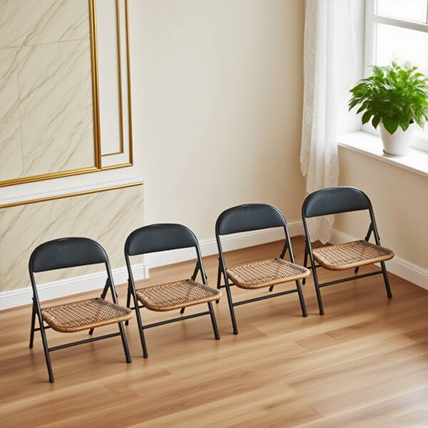 Front. APRILSOUL - Rattan chair set of 4 - Black.