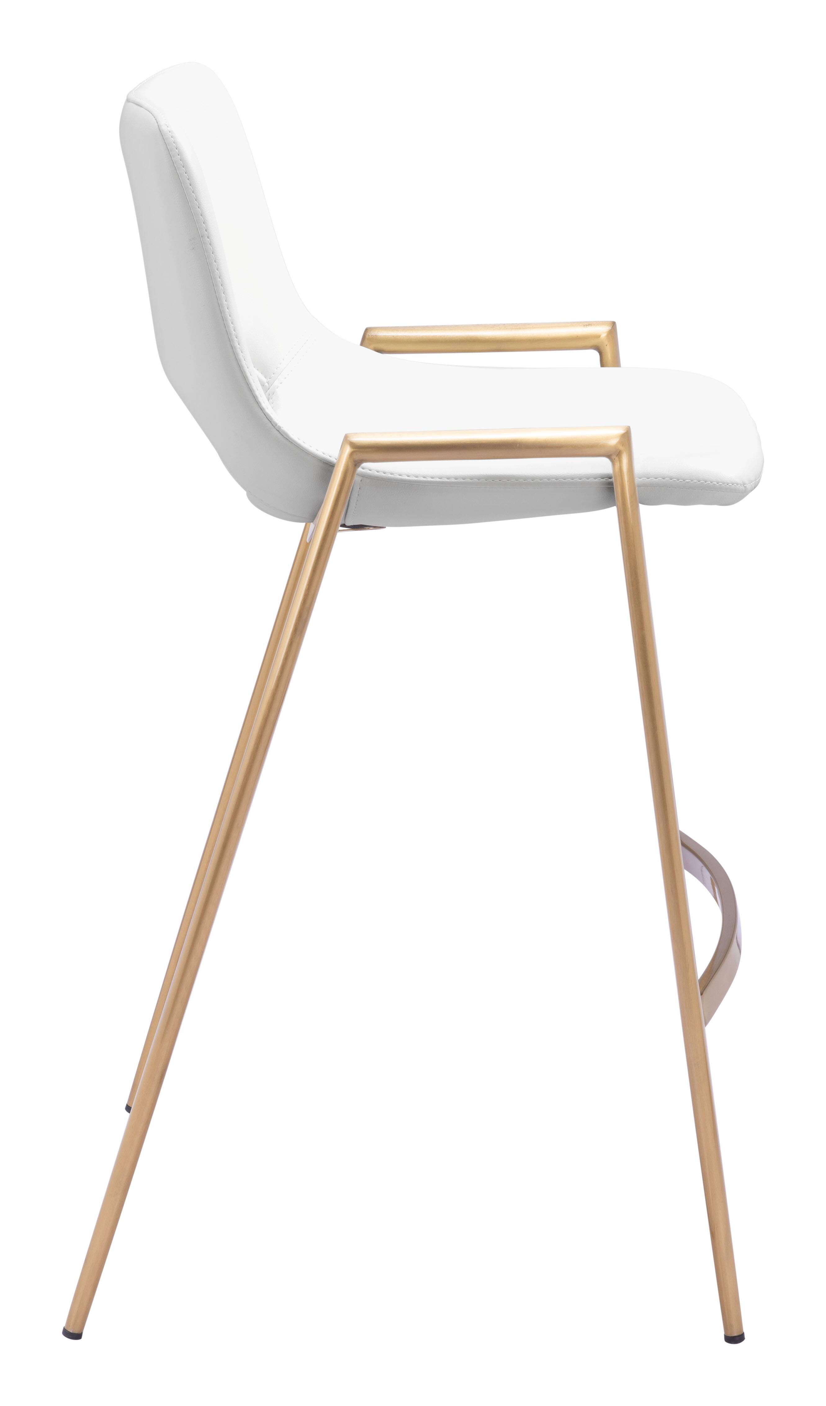 Back. Hivvago - Desi Counter Stool (Set of 2) White & Gold - White & Gold.