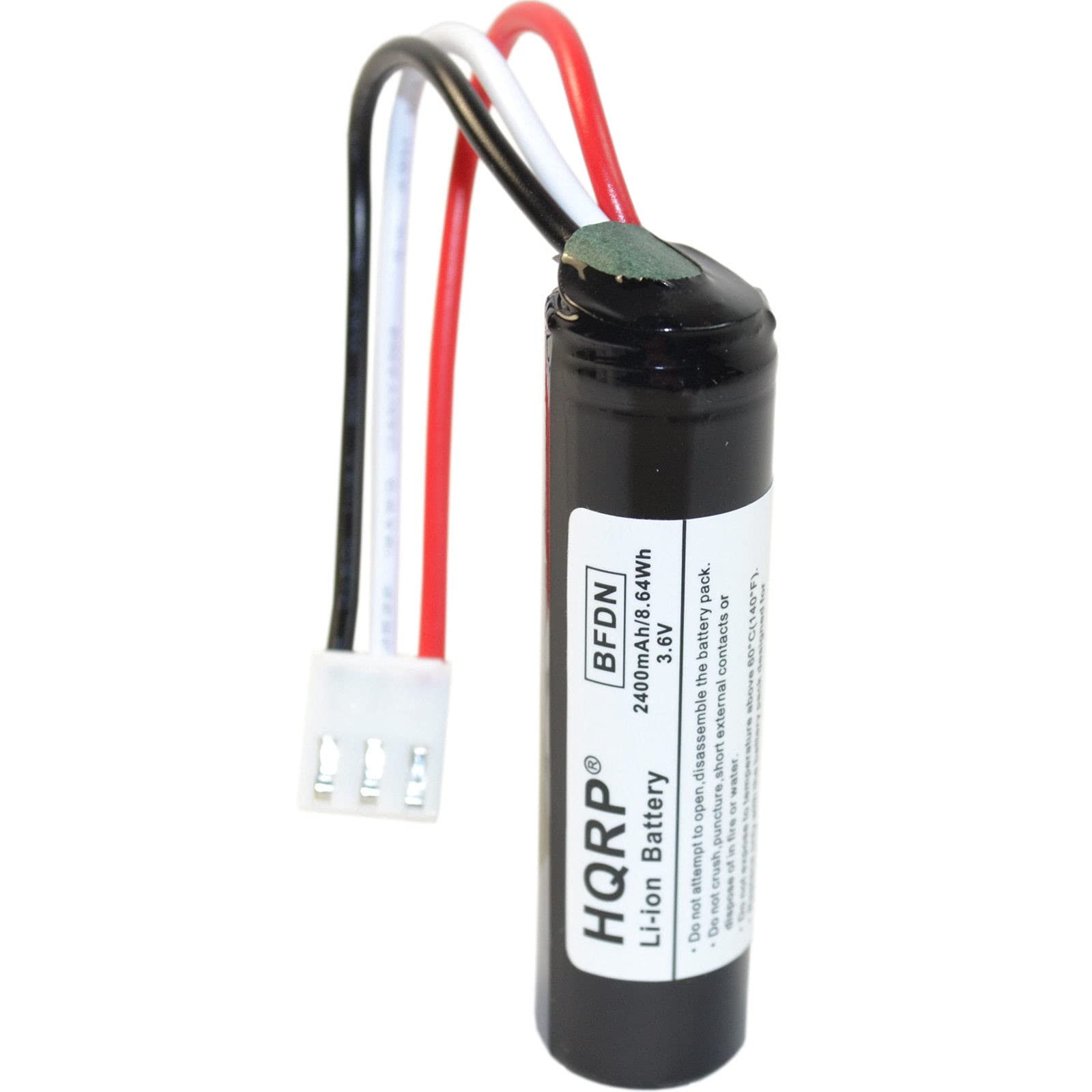 64Wh BFDN 2400mAh/8.64Wh 3.6V HQRP Battery Li-ion pack. Do not disassemble external housing. Do not puncture. Do not expose to water. Do not dispose of in fire.