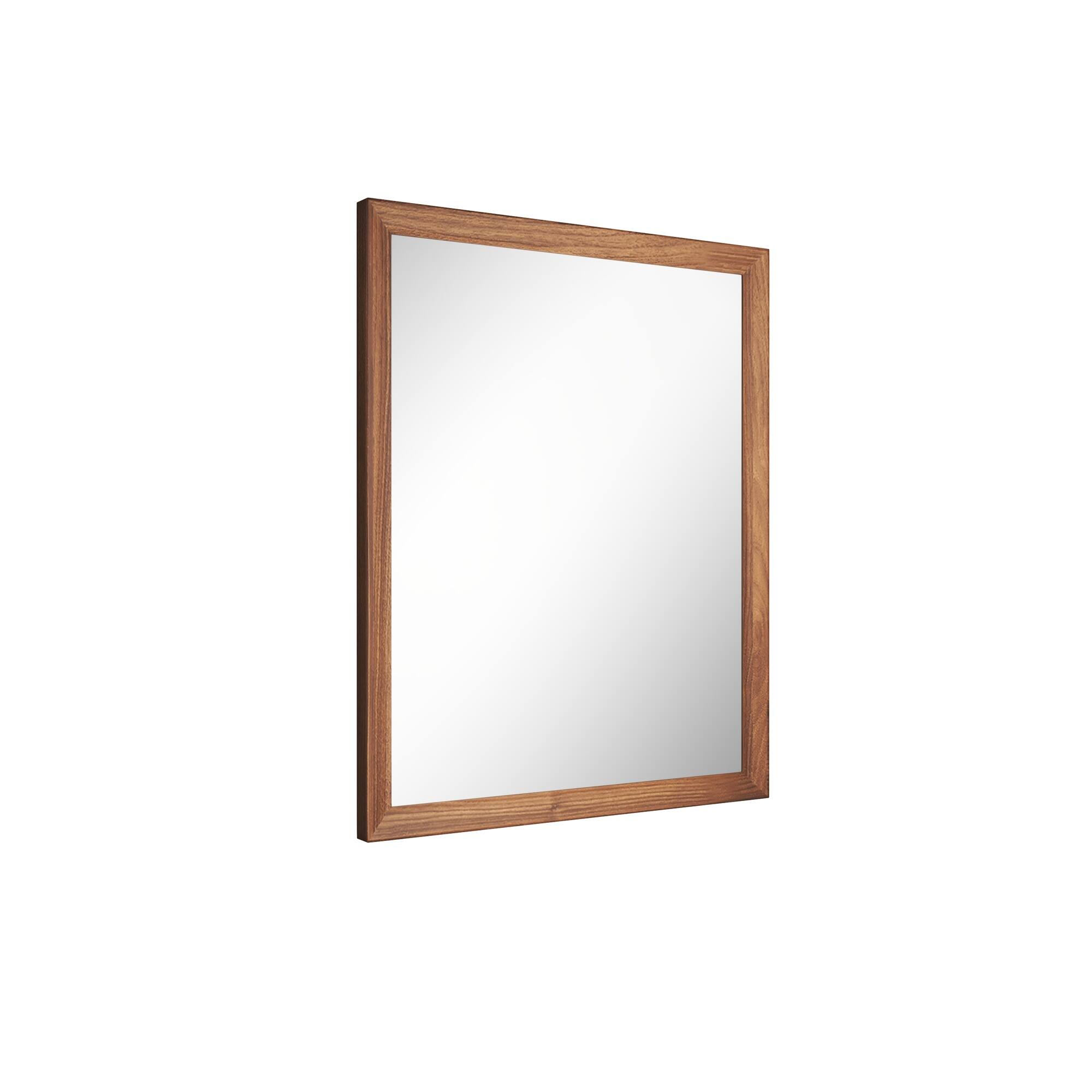 Alt View 2. Boyel Living - 20 in W x 16 in L Dark Wood Grain Rectangular Slanted Edge Aluminum Framed Wall Bathroom Vanity Mirror.