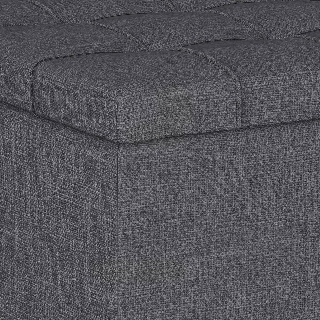 Alt View 4. Simpli Home - Harrison Small Coffee Table Storage Ottoman - Slate Grey.