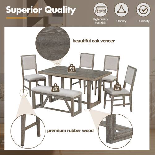 Superior Quality  
High-quality Materials  
Stability  
Durability  
beautiful oak veneer  
350 LBS  
250 LBS  
premium rubber wood