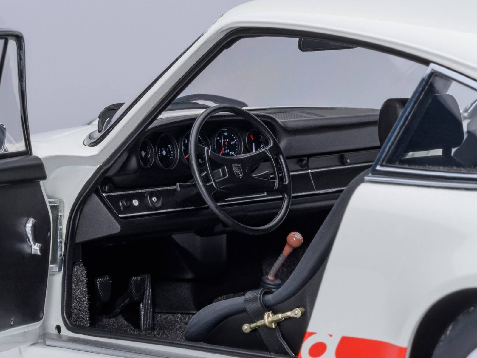 Alt View 4. Autoart - Porsche 911 Carrera 2.7 RS Grand Prix White with Red Stripes and Wheels 1/18 Model Car by Autoart.
