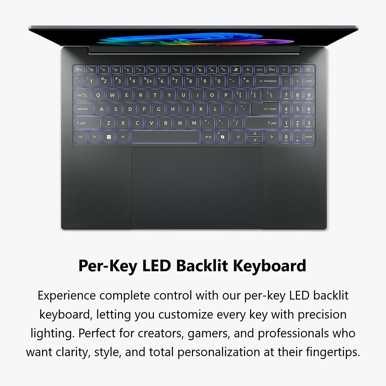 Per-Key LED Backlit Keyboard

Experience complete control with our per-key LED backlit keyboard, letting you customize every key with precision lighting. Perfect for creators, gamers, and professionals who want clarity, style, and total personalization at their fingertips.