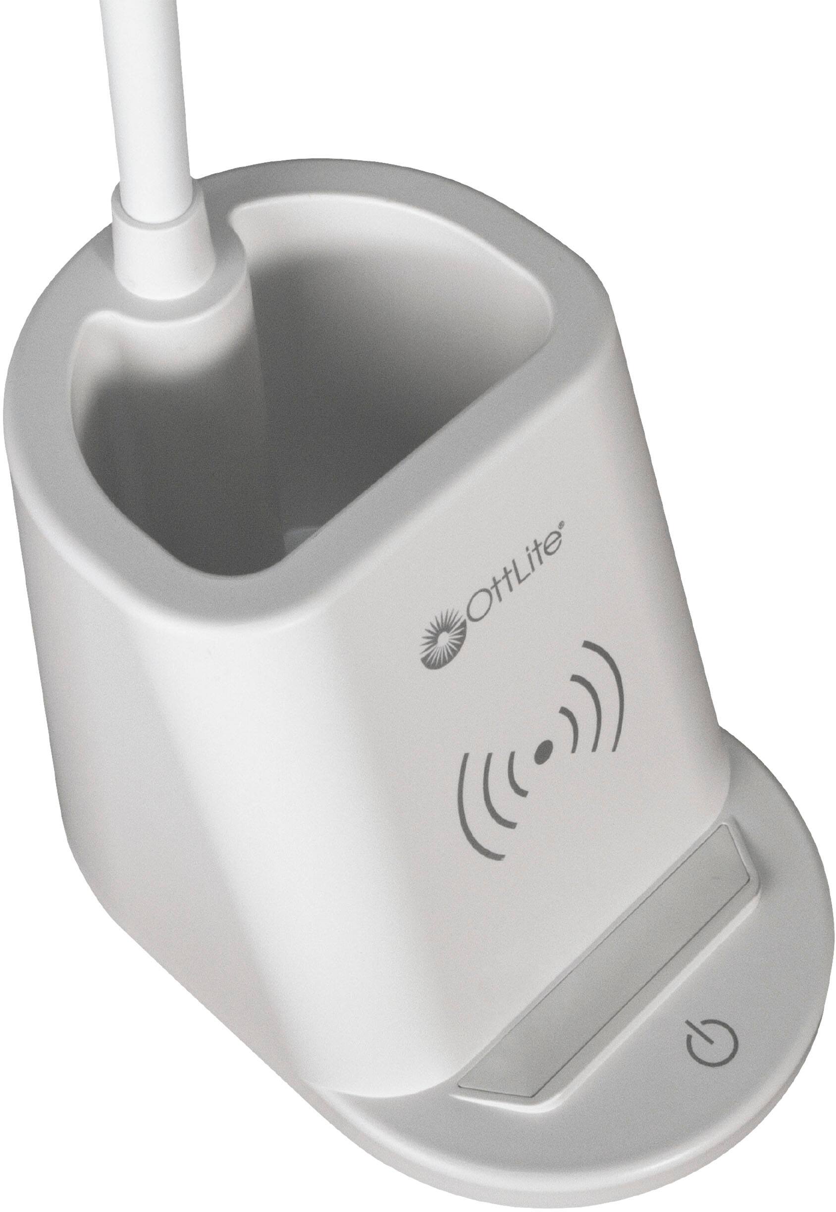 Alt View 12. OttLite - Aglow Organizer LED Desk Lamp w/Wireless Charging - White.