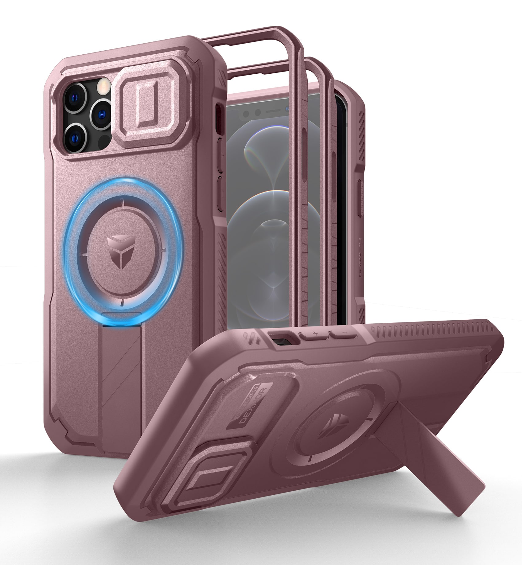dexnor - Case for iPhone 12/12 Pro Bumper Cases with Camera Cover,kickstand&Built-in Screen protector - Peony Pink price history on PriceWatchPro