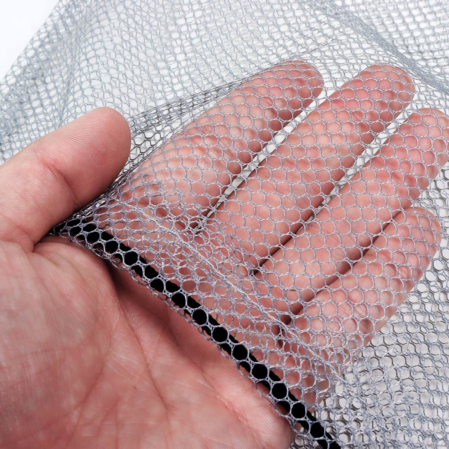 Back. GSE Games & Sports Expert - 18"x12" Mesh Drawstring Net Bag, Sports Equipment Storage Bag for Gym Gear, Clothes...(Grey) - grey.