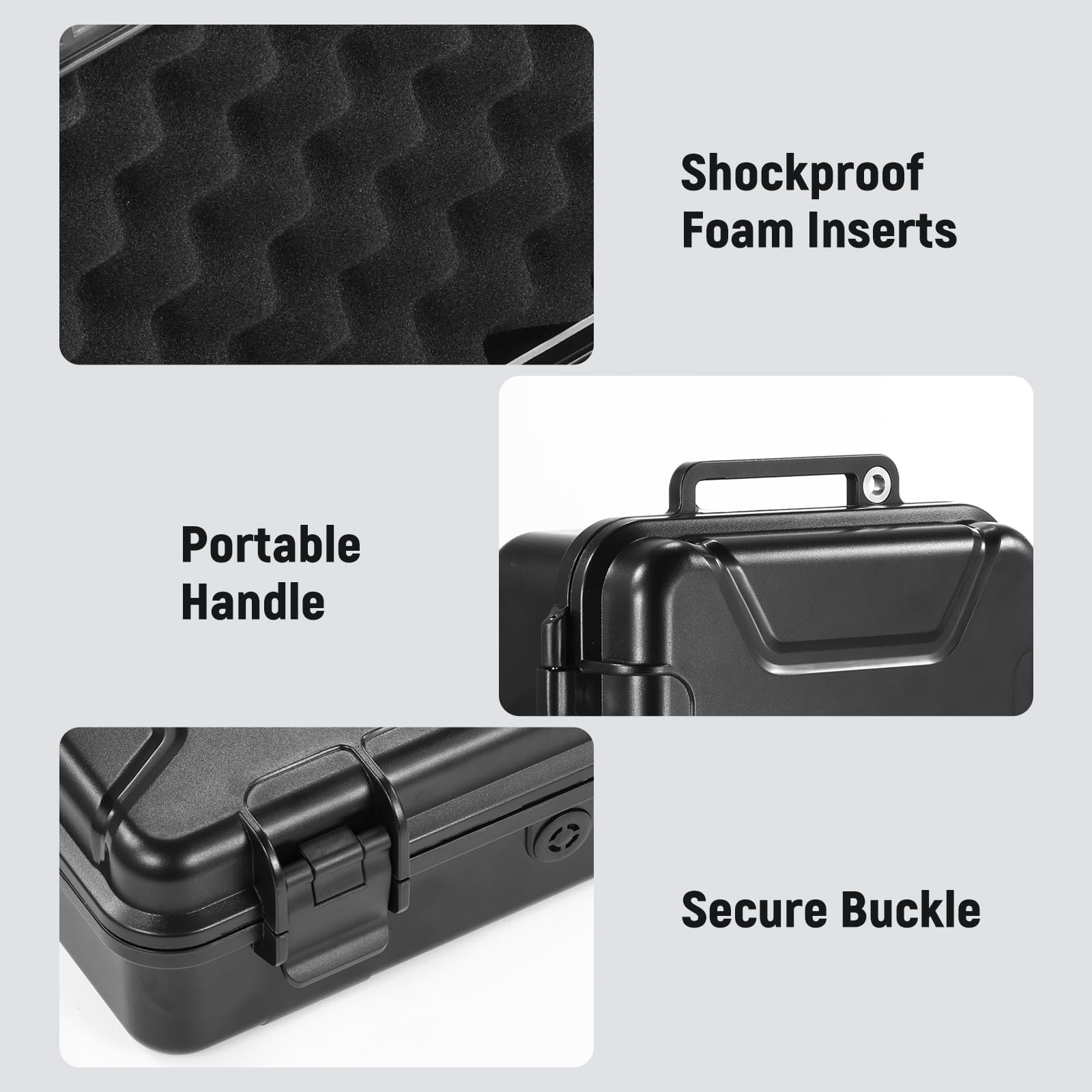 - Shockproof Foam Inserts
- Portable Handle
- Secure Buckle