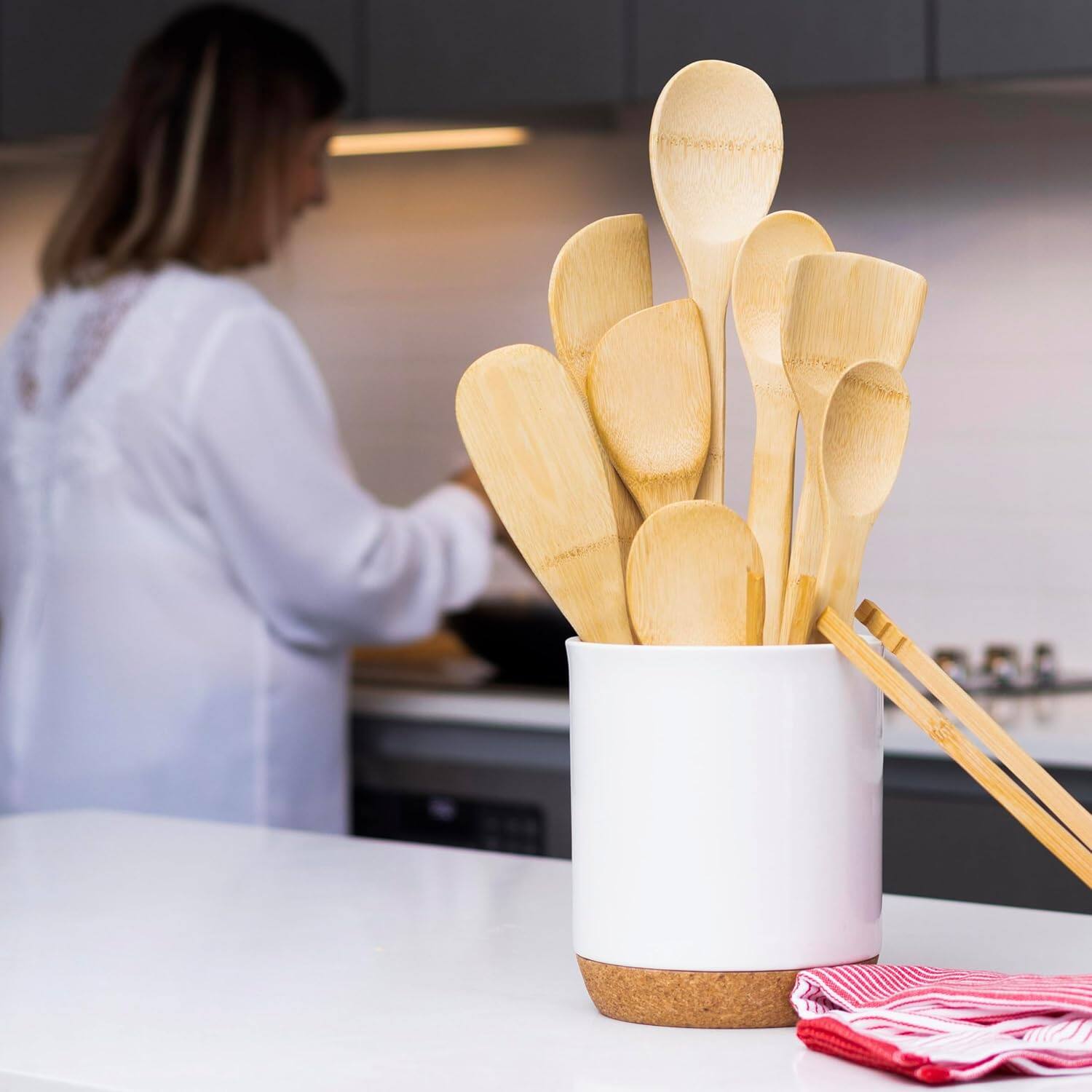 Alt View 3. Escali - Joyce Chen Burnished Bamboo Tongs with Serrated Teeth, 11-Inch - Natural.