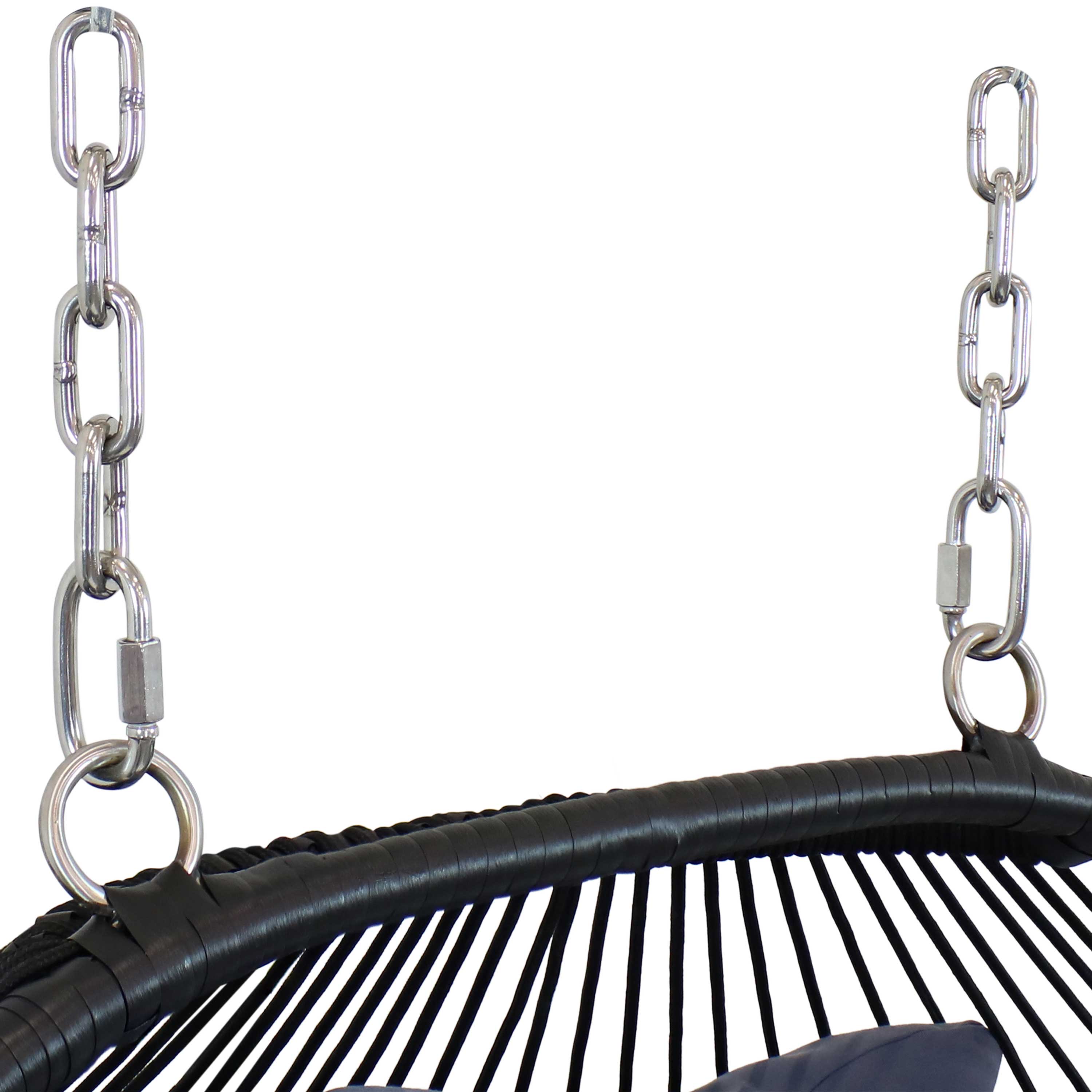 Alt View 10. Sunnydaze - Black Resin Wicker Loveseat Hanging Egg Chair with Cushion - Grey.