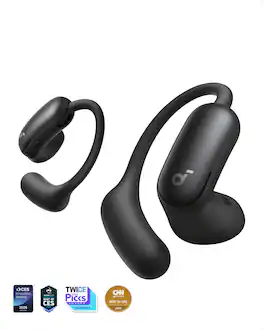 Soundcore - by Anker AeroFit 2 Pro Dual-Form Wireless Bluetooth Earbuds with Open-Ear and Active Noise Cancellation Seamless Switch - Black