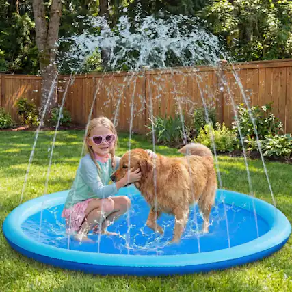 Front. Joyfy - 60" Splash Pad Sprinkler, Non-Slip Water Sprinkler Mat, Outdoor Water Toy Thickened Sprinkler for Kids Dogs Summer.