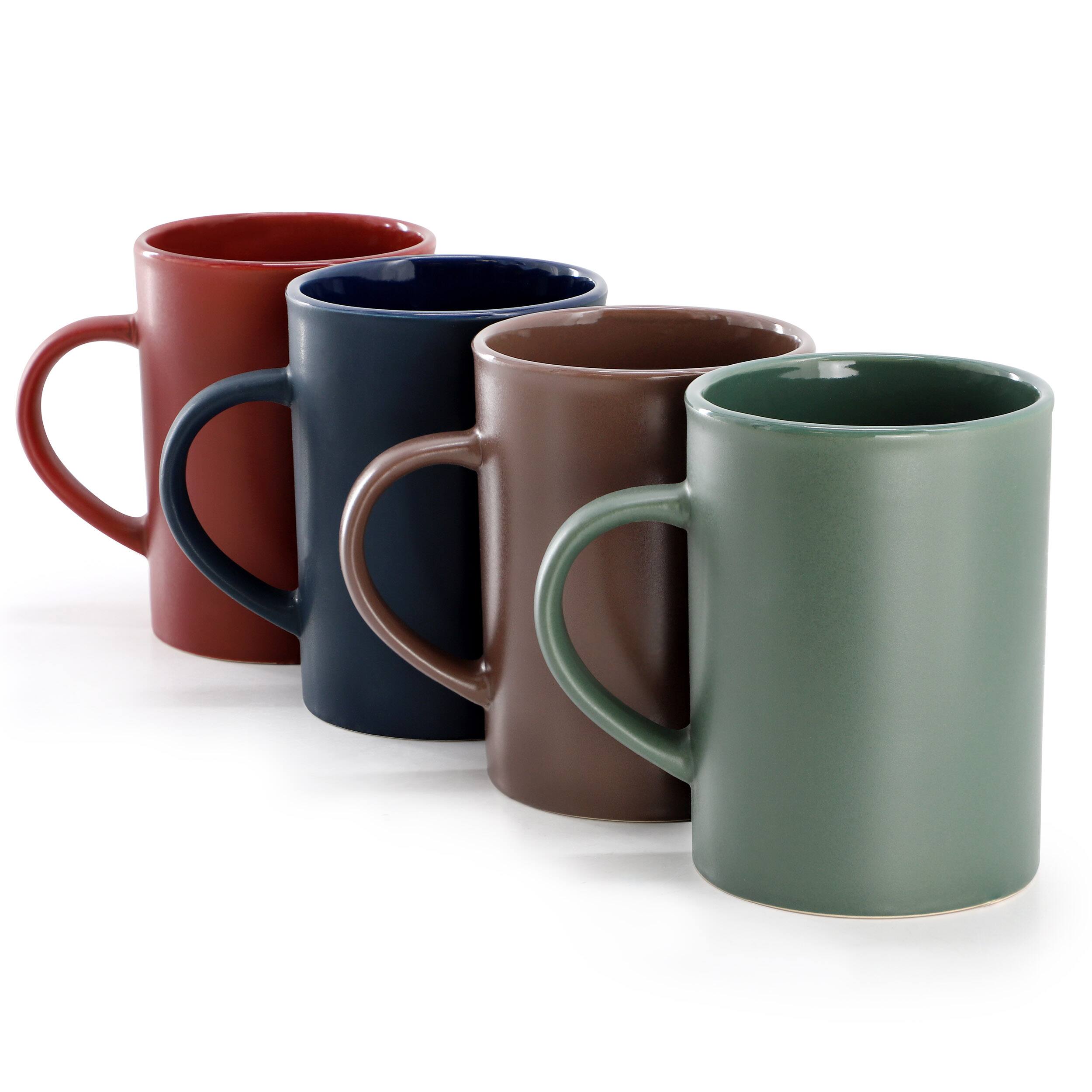 Angle. Gibson - Gibson Home Midtown Hall 17oz 4 Piece Stoneware Mug Set in Assorted Colors - Assorted Colors.