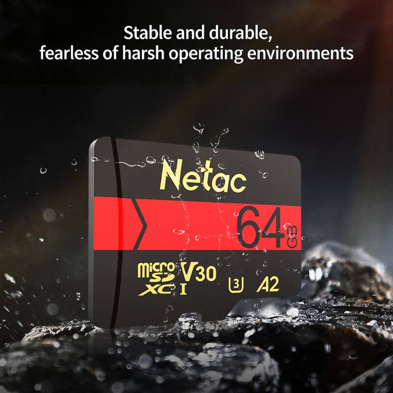 Stable and durable, fearless of harsh operating environments

Netac 64GB Micro SDXC I V30 A2