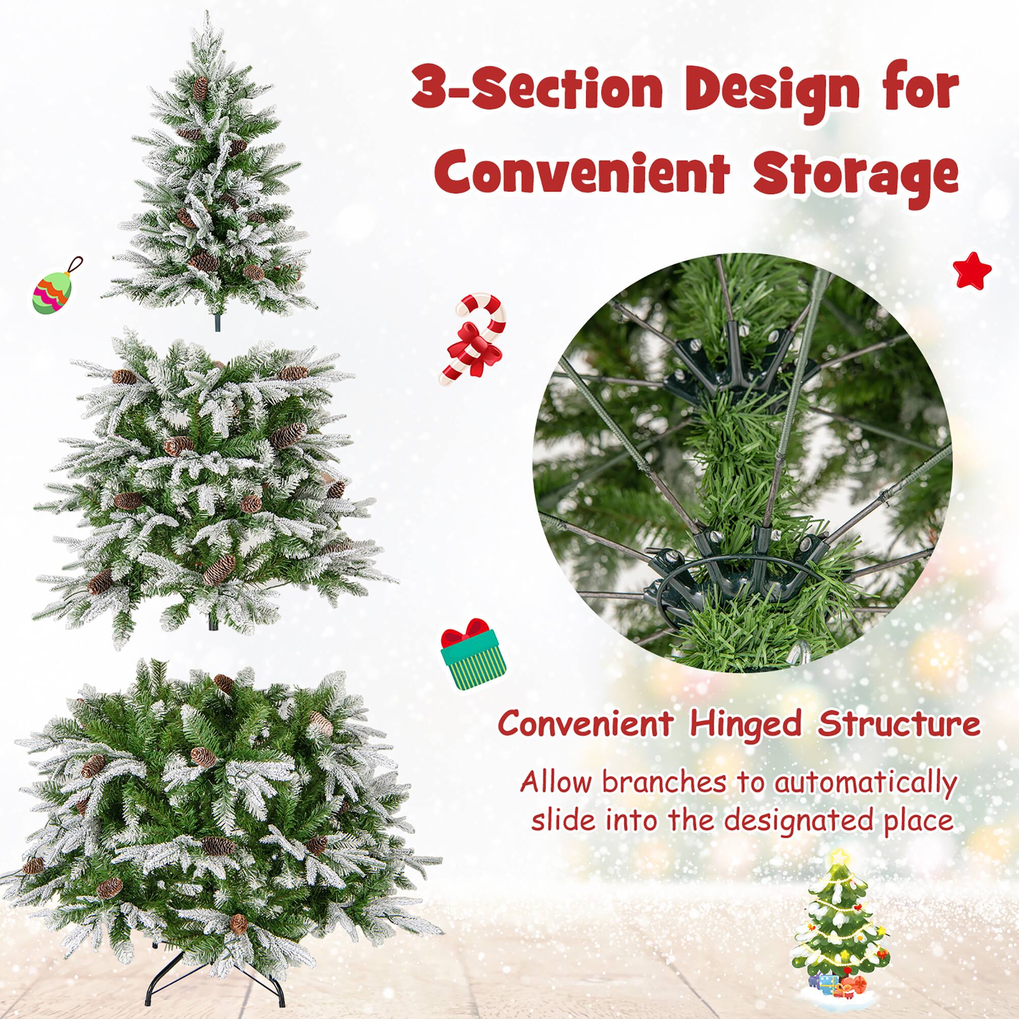 3-Section Design for Convenient Storage

Convenient Hinged Structure
Allow branches to automatically slide into the designated place