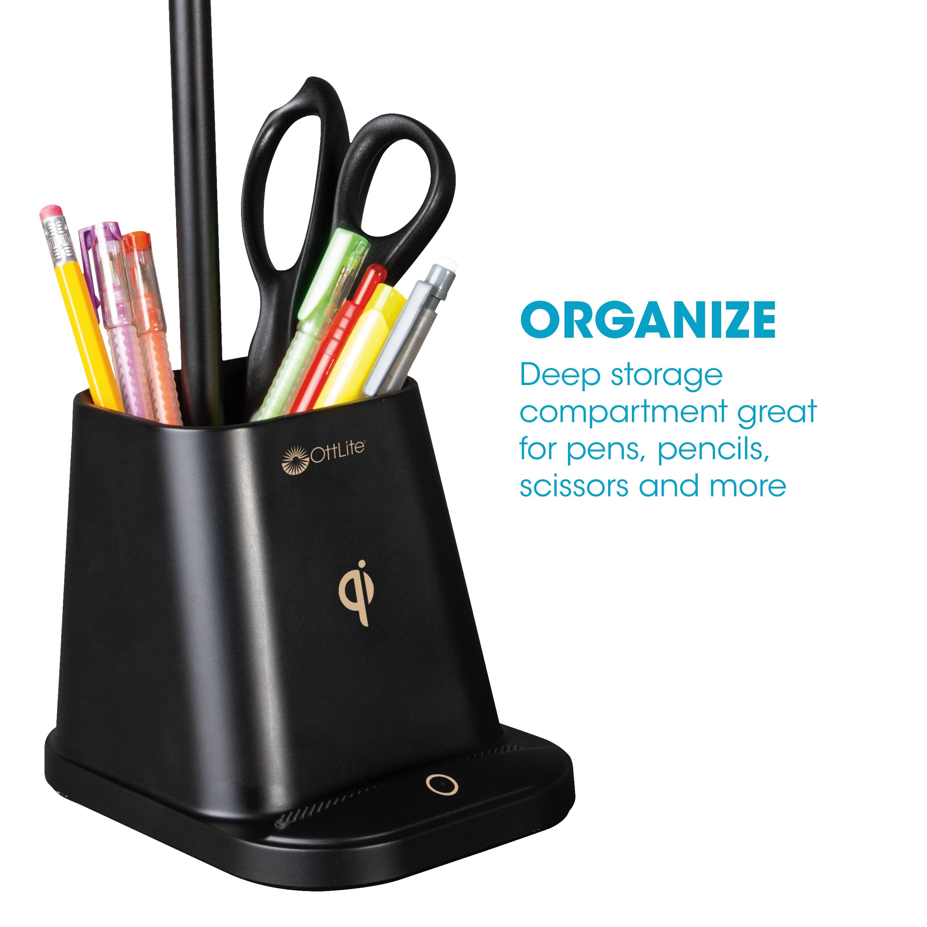 Organize Deep Storage Compartment Great for Pens, Pencils, Scissors and More qi.
