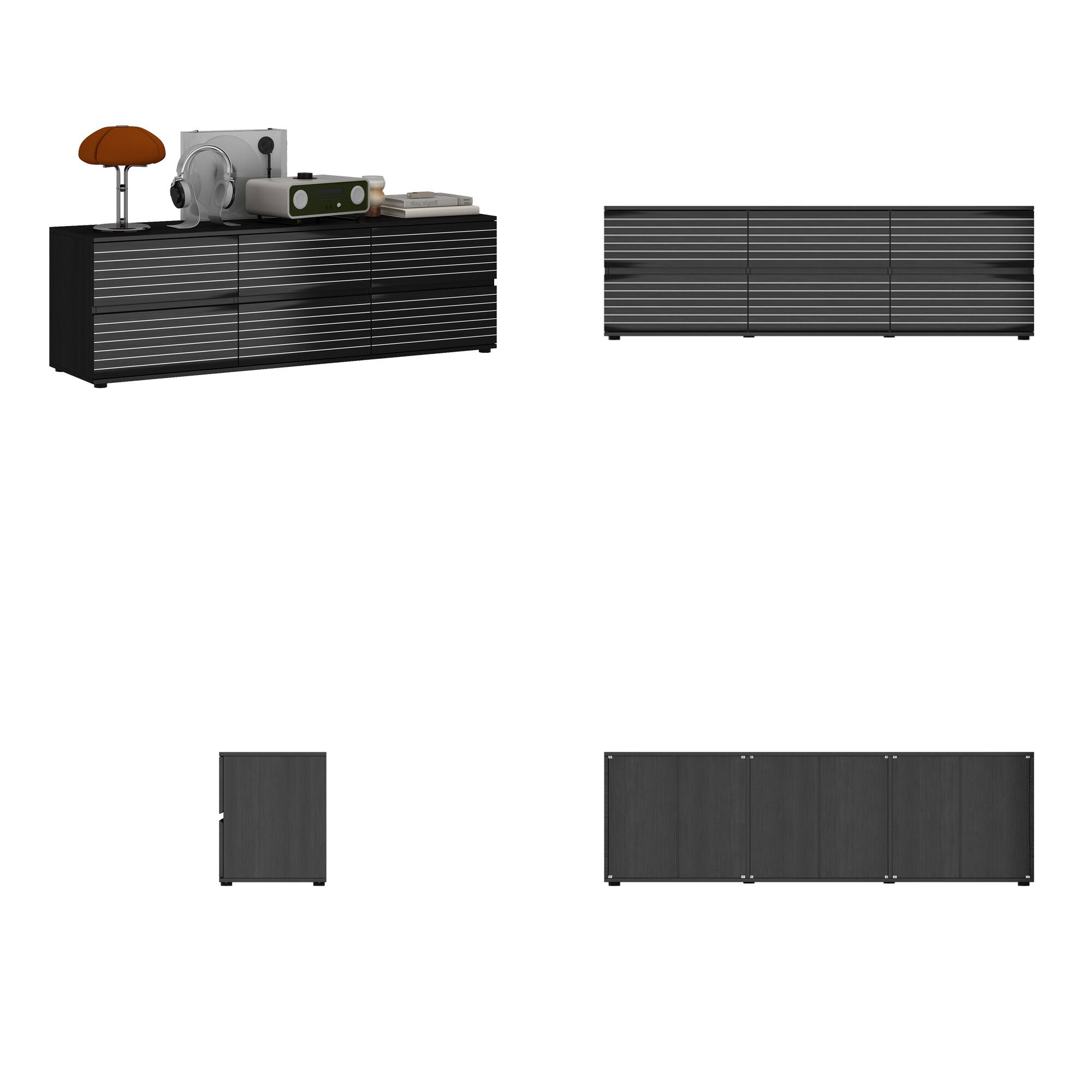 Alt View 1. FUFU & GAGA - FUFU&GAGA Horizontal Drawer Cabinet – Functional Storage Solution for Living Room & Study - Black.