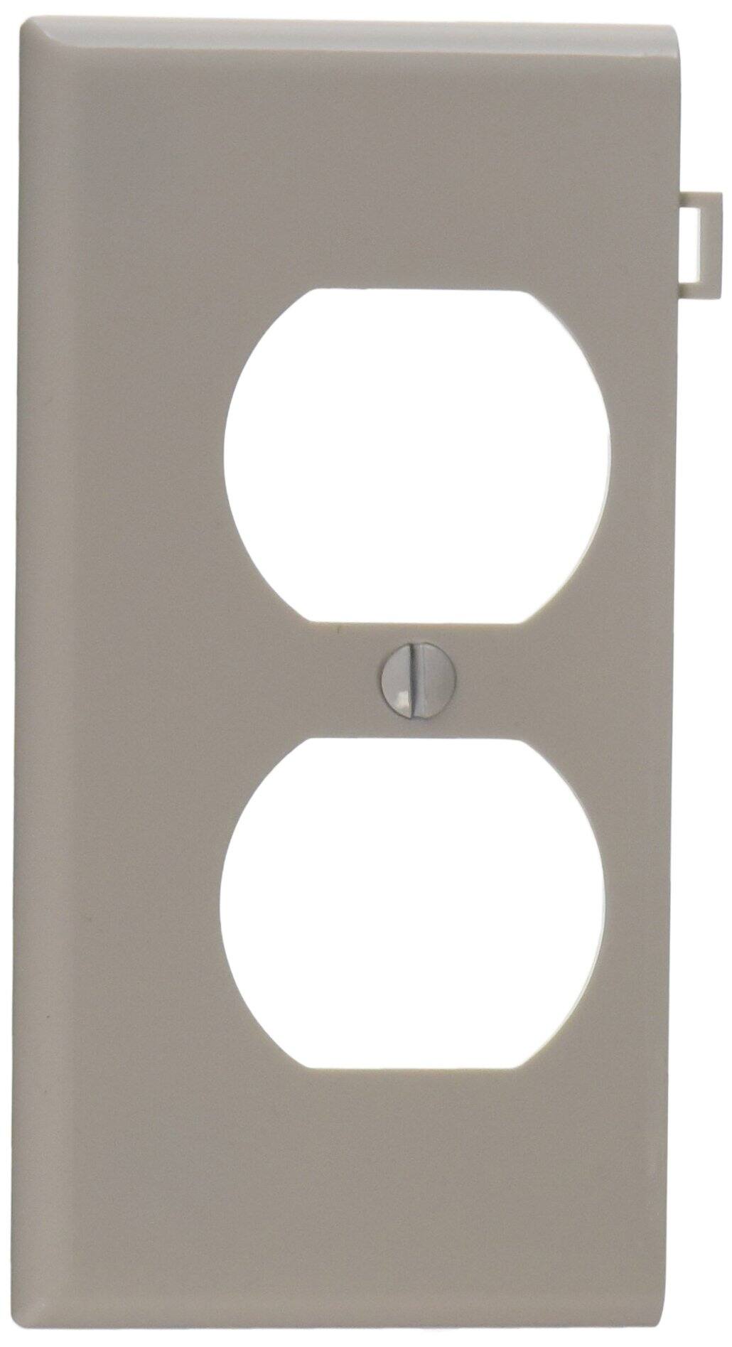 Front. Leviton - PSE8 Duplex Receptacle Sectional Wall Plate, 1-Gang - White.
