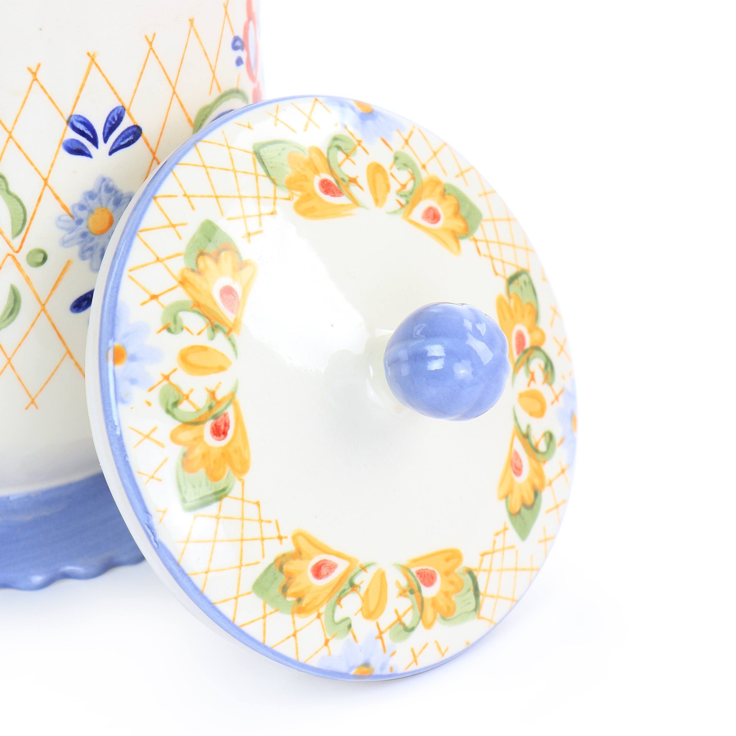 Alt View 2. Gibson - Laurie Gates California Designs Tierra 2.7 Quarts Hand Painted Stoneware Canister with Lid - Multi-color.