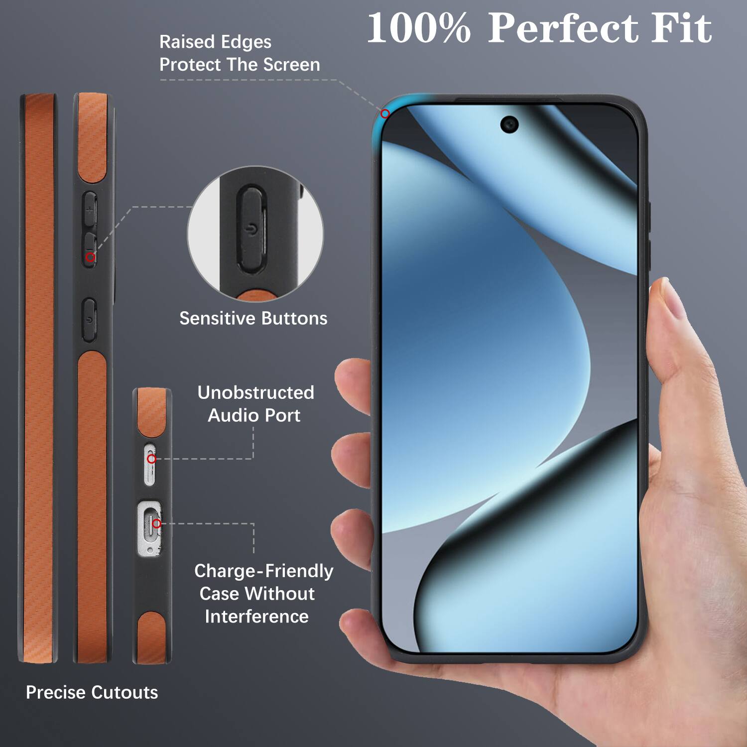 Raised Edges 100% Perfect Fit Protect The Screen Sensitive Buttons Unobstructed Audio Port Charge-Friendly Case Without Interference Precise Cutouts