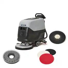 Dapper Supply - Battery Powered Walk Behind Floor Scrubber 20 Inch Cleaning Path 4 Hour Runtime 200 RPM 2 Year Warranty - Gray
