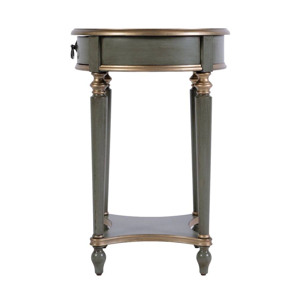 Back. Butler Specialty - Jules 17.5 in. W Round Wood 1 Drawer End Table - Pastel Green.
