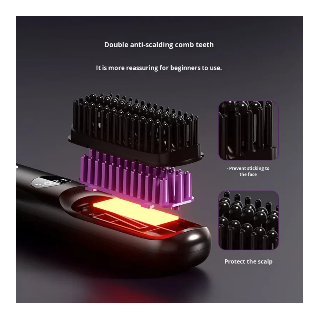 Double anti-scaling comb teeth  
It is more reassuring for beginners to use.  

- Prevent sticking to the face  
- Protect the scalp