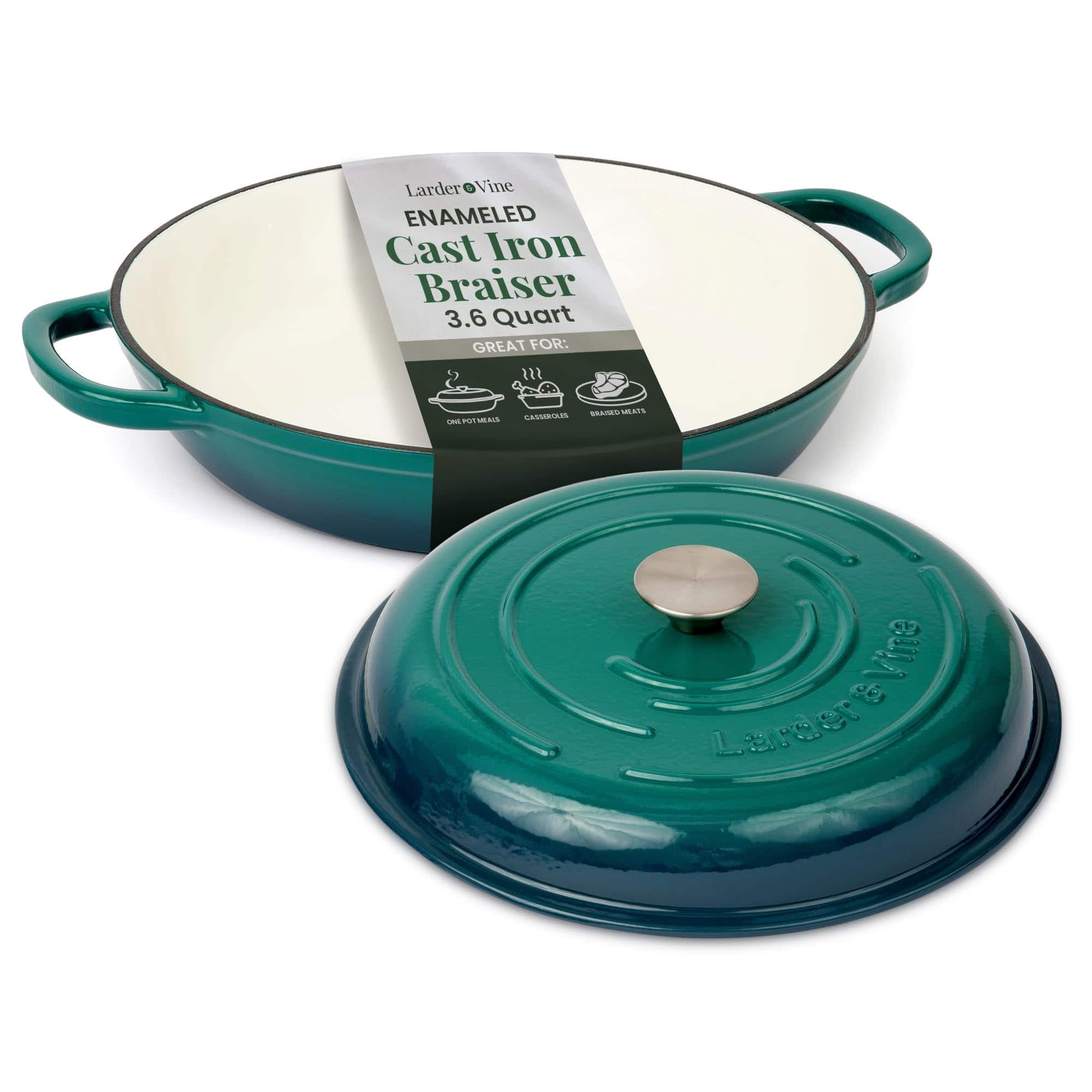 Larder & Vine - 3.6 qt Enameled Cast Iron Braiser with Lid - Bondi