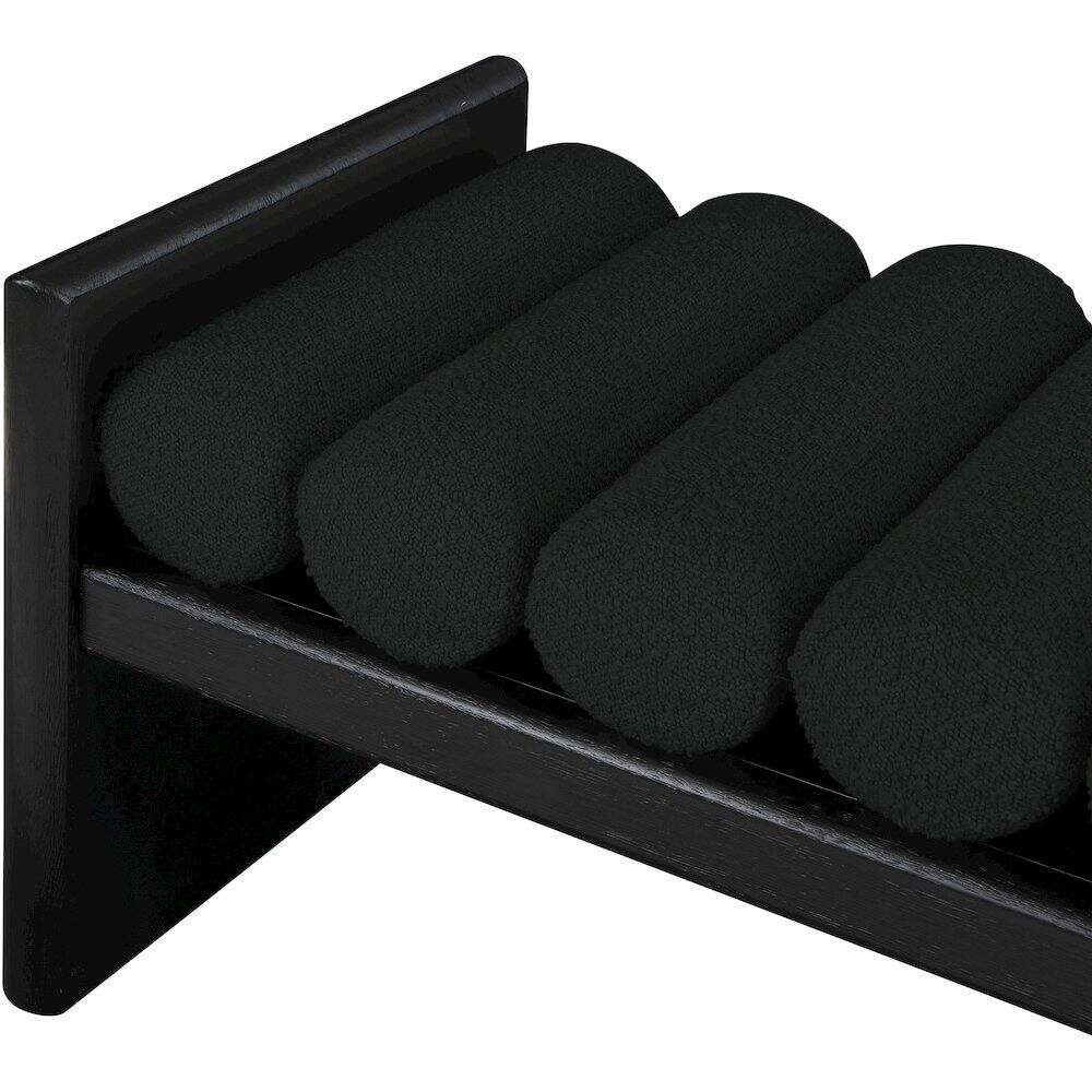 Alt View 4. Meridian Furniture - Waverly Black Boucle Fabric Bench - Black.