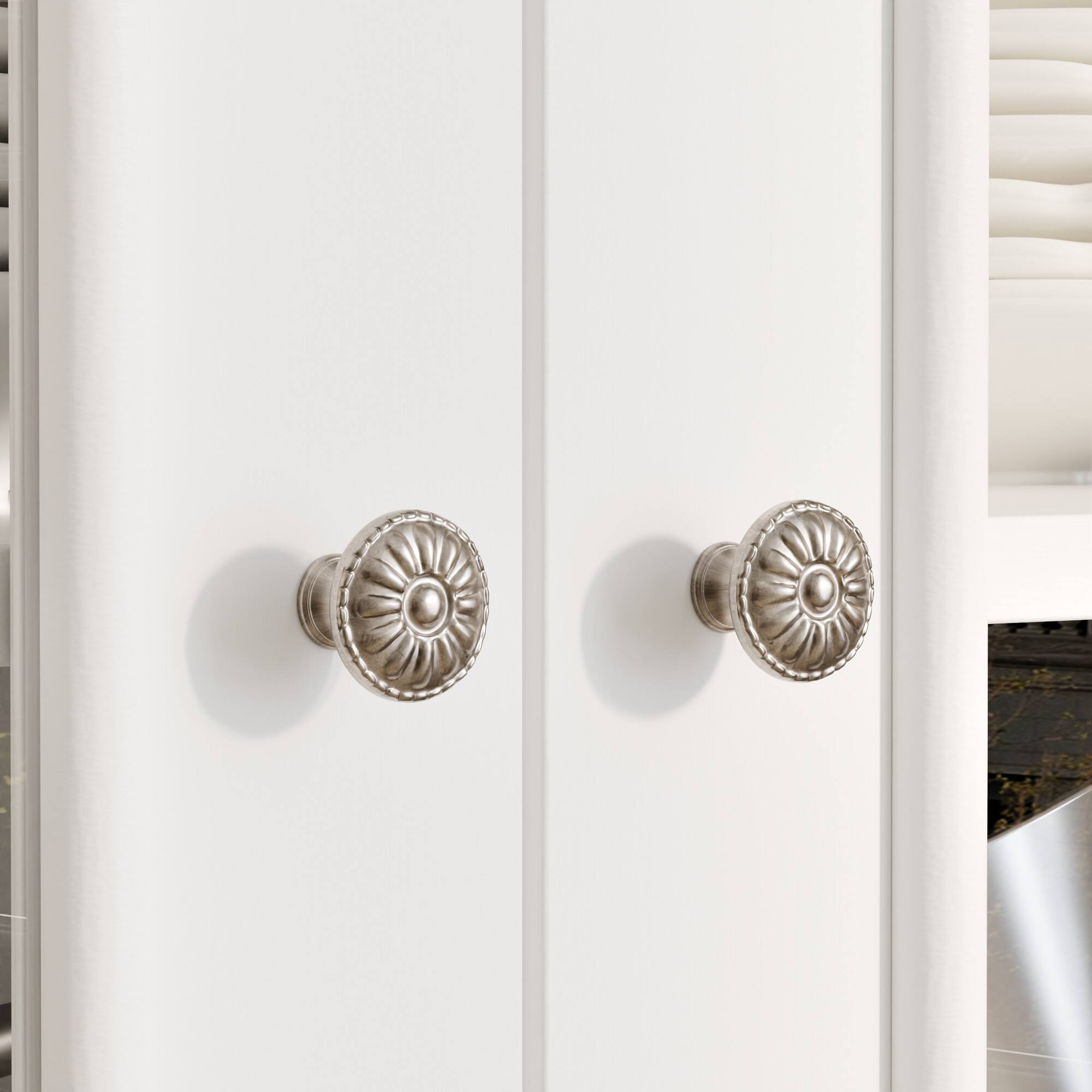 Alt View 2. Famapy - Famapy French - Style Glass Display Cabinet: Elegant Dishware Showcase + Hidden Storage - White.