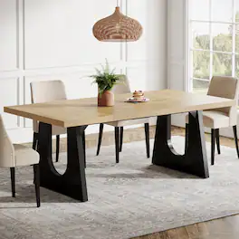 Tribesigns - Dining Table with Engineered Wood Construction, Easy-Clean Surface and Rectangular Top for Living Room - Light Brown