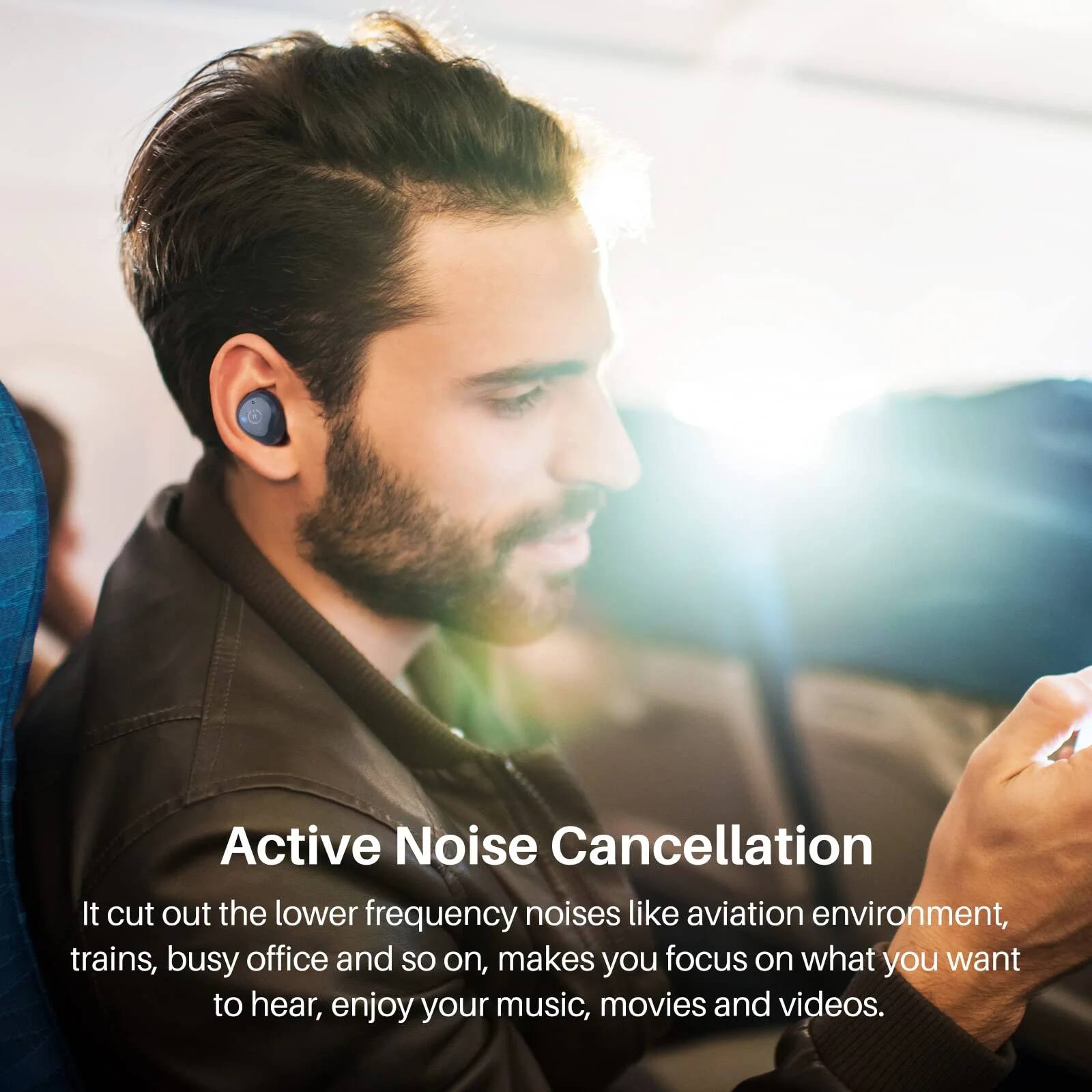 Active Noise Cancellation

It cuts out the lower frequency noises like aviation environment, trains, busy office and so on, makes you focus on what you want to hear, enjoy your music, movies and videos.